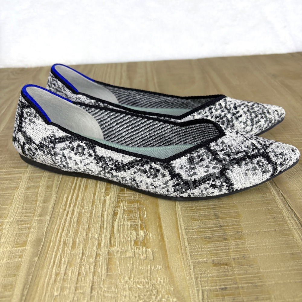 Rothys The Point Grey Python Snake Print Pointed … - image 2